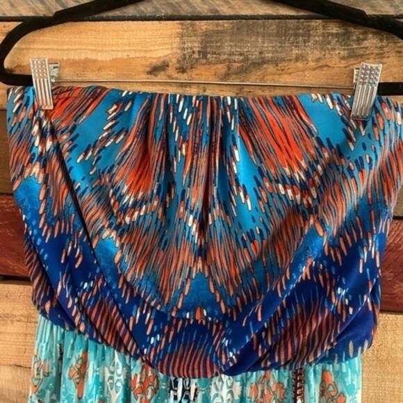 Bisou Bisou Tribal Print Strapless Maxi Dress Size 4 - Picture 4 of 9